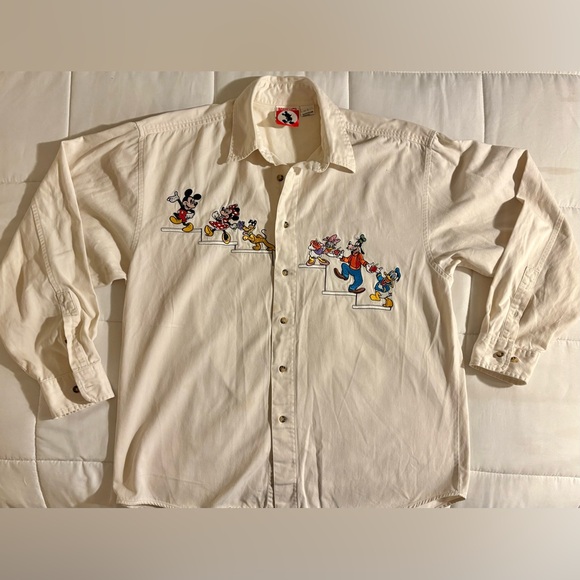 Disney Other - Vintage Mickey Inc Button Up Mickey & Friends Embroidered 90s Men’s Size Large